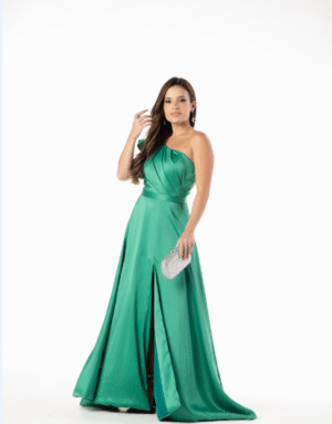 Vestido Verde Bandeira Drapeado e Babado