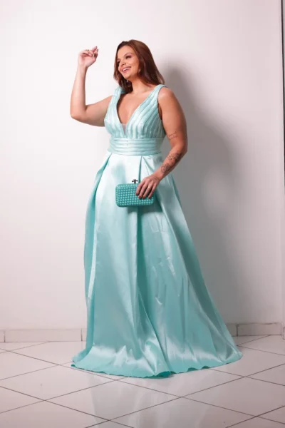 Vestido Tiffany Fitas Saia Pregas - Imagem 3