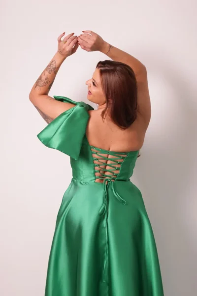 Vestido Verde Bandeira Laço e Fenda - Imagem 2