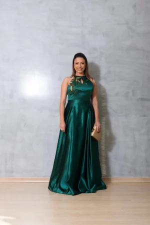 Vestido Alfaiataria Verde Busto Bordado