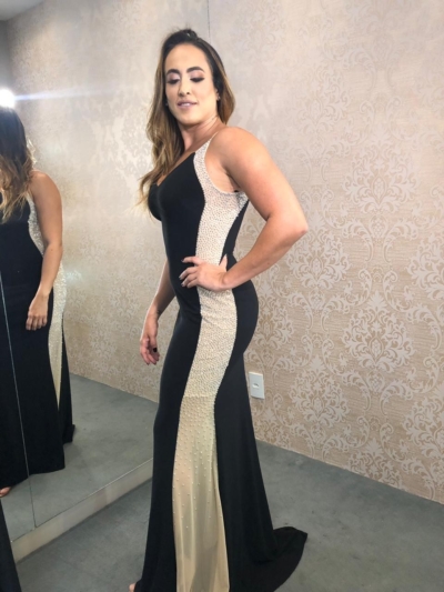 Vestido Xscape - Preto Bordado Lateral - Imagem 2