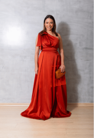 Vestido Alfaiataria Terracota Laço no Ombro