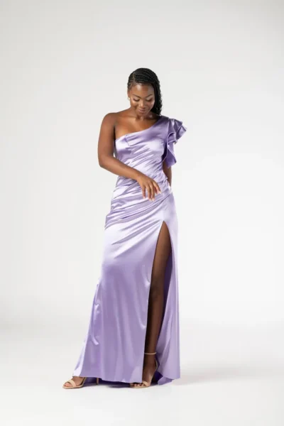 Vestido Lavanda Ombro Único Babado - Imagem 3