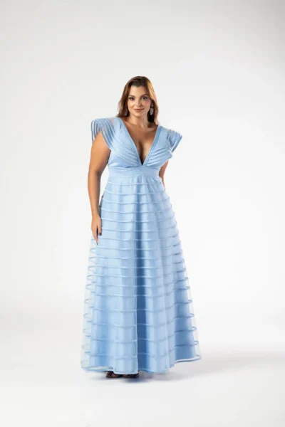 Vestido Azul Serenity Decote V - Imagem 2