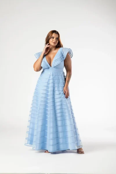 Vestido Azul Serenity Decote V