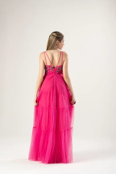 Vestido Rosa Duas Alcinhas e Tule Bordado - Imagem 3