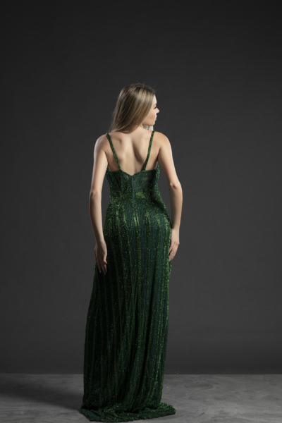 Vestido Longo Verde Esmeralda Bordado Corset - Imagem 2