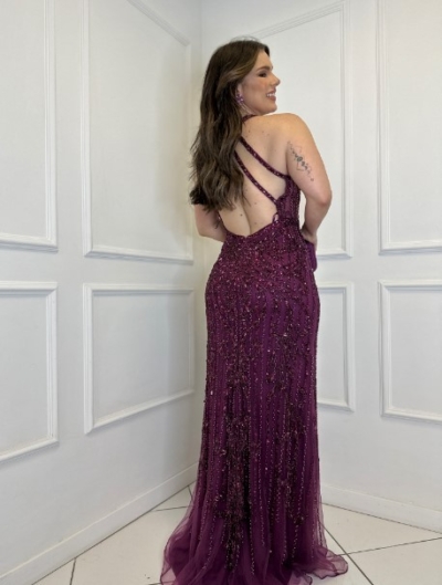 Vestido Fúcsia Uva Bordado - Imagem 2