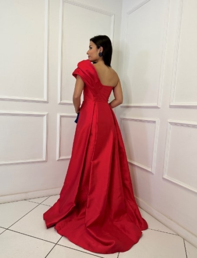 Vestido Lia Rabello Um Ombro Só Cereja - Imagem 2