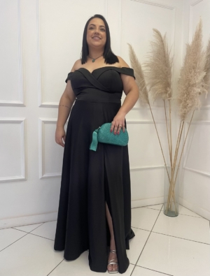 Vestido Preto Ombro a Ombro