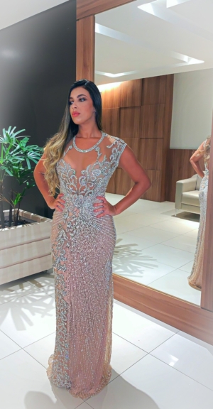 Vestido Premium - Prata Decote Costas