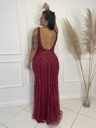 Vestido Marsala Bordado - Imagem 2