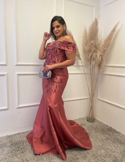 Vestido Goiaba Ombro a Ombro Bordado - Imagem 3