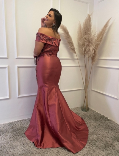 Vestido Goiaba Ombro a Ombro Bordado - Imagem 2