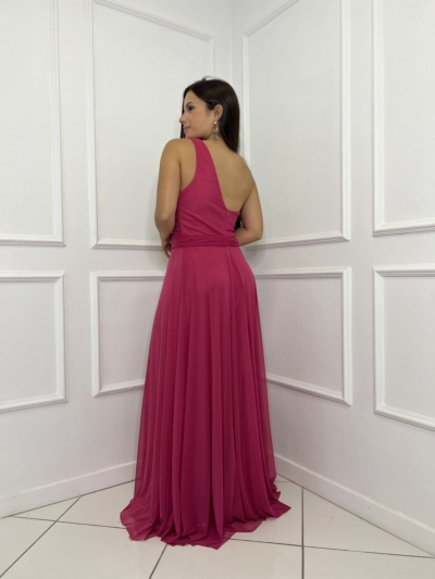 Vestido Rosa Um Ombro Só Fenda - Imagem 2