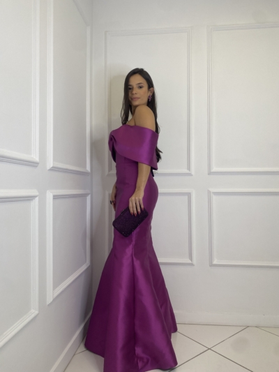 Vestido Uva Sereia com Laço no Busto - Imagem 2