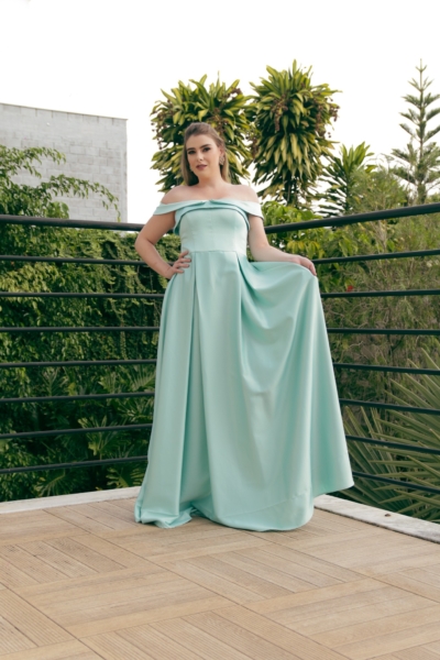 Vestido Longo Verde Ombro a Ombro