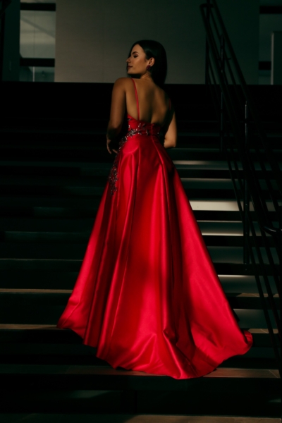 Vestido Melancia Bordado em Prata e Rosa - Imagem 2
