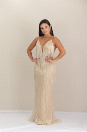 Vestido Idrissi - Franjas Prata