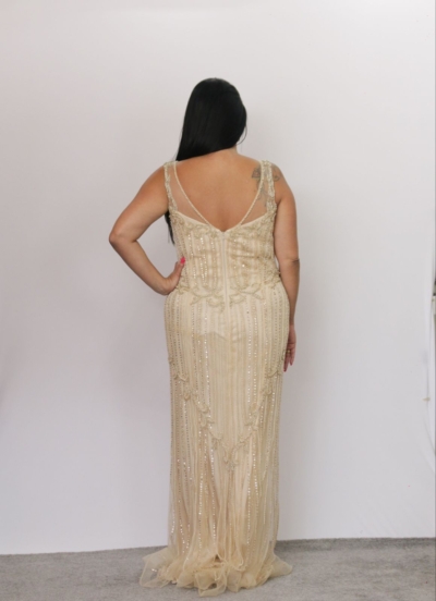 Vestido Dourado Semi-Sereia Bordado em Pedraria - Imagem 2
