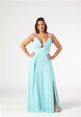 Longo Tiffany Alcinha E Cintura Bordada Com 2 Fendas