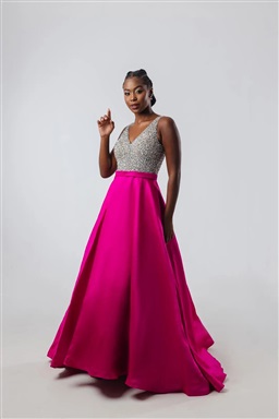 Longo Bicolor Saia Pink Tronco Prata Com Anágua