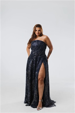 Longo Bordado TQC Azul Marinho Com Prata