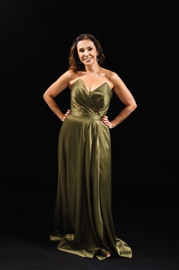 Longo Verde Oliva TQC Decote Transpassado Com Fenda