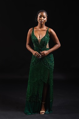 Longo Verde Esmeralda Franja Laura