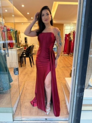 Longo Marsala TQC Corset Fenda