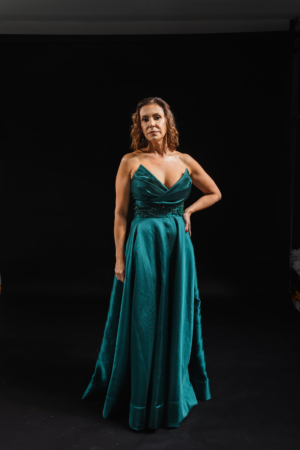 Longo Verde Esmeralda TQC Cintura Bordada