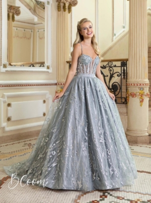 Longo Debutante Saia Removível Todo Bordado