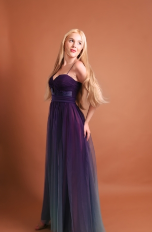 Longo TQC Degradê Roxo Com Azul Tule