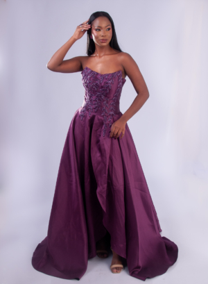Longo TQC Roxo Bordado No Tronco E Fenda